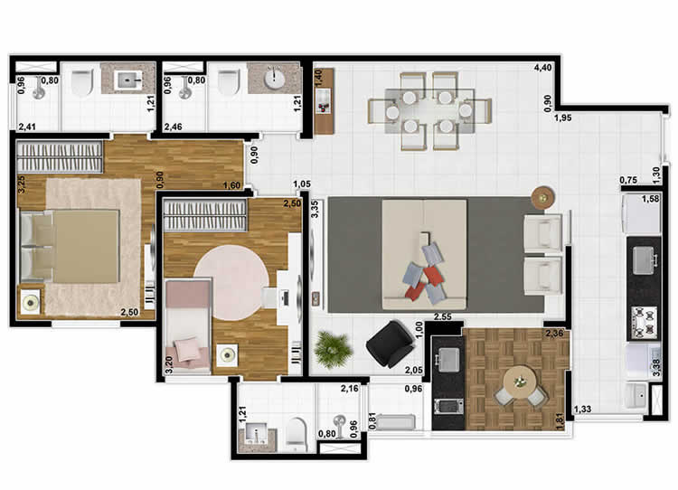 Planta 4 - Apartamento com 74M²