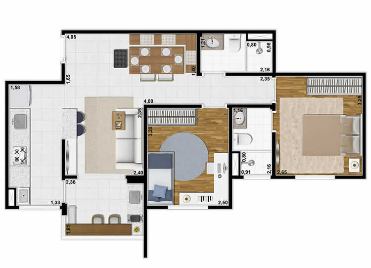 Planta 5 - Apartamento com 58M²